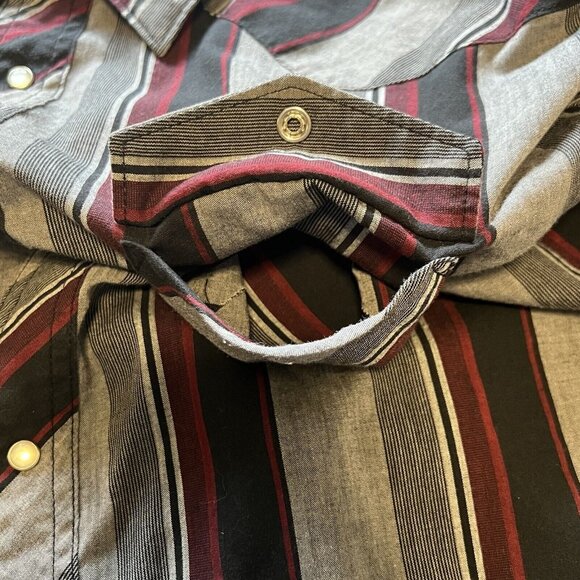 Wrangler Mens Western Shirt Size XL Striped Pearl Snap Long Sleeve Rodeo Classic - Picture 13 of 13